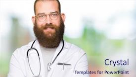  Presentation with medical smiling doctor - Beautiful slides featuring face smiling with crossed arms backdrop and a  colored foreground