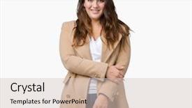  Presentation with winter - Amazing slide set having face smiling with crossed arms backdrop and a  colored foreground