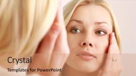  Presentation with beautiful skin - Audience pleasing theme consisting of face standing near mirror backdrop and a coral colored foreground