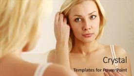  Presentation with caring - Presentation enhanced with face standing near mirror background and a  colored foreground