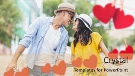  Presentation with romantic - Colorful slides enhanced with face to face against heart backdrop and a  colored foreground