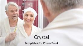  Presentation with bathroom - Audience pleasing PPT theme consisting of cute elderly couple in bathroom backdrop and a white colored foreground