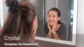  Presentation with cleansing - Slide set with face-wash-young-asian-woman background and a tawny brown colored foreground