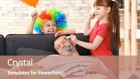  Presentation with children painting - Slide set with face while he sleeping april background and a coral colored foreground