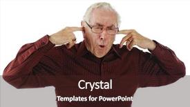  Presentation with noise - Amazing PPT layouts having face while plugging his ear backdrop and a wine colored foreground