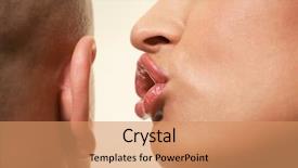  Presentation with female - PPT theme with face whispering to male ear background and a coral colored foreground