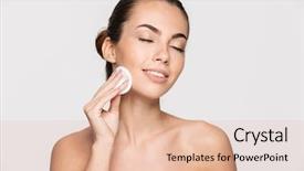  Presentation with indian woman face beauty - Slide set featuring face with a cotton pad background and a lemonade colored foreground