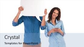  Presentation with emotions face speech - Cool new presentation theme with face with a speech bubble backdrop and a teal colored foreground