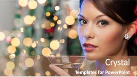  Presentation with cocktail party - PPT theme featuring face with cocktail over christmas background and a coral colored foreground