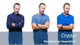  Presentation with negative - Cool new PPT theme with face with crossed arms negative backdrop and a ocean colored foreground