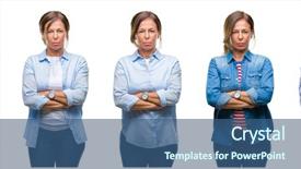  Presentation with collage - Audience pleasing slide deck consisting of face with crossed arms negative backdrop and a ocean colored foreground