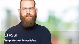  Presentation with glasses - Audience pleasing presentation theme consisting of face with crossed arms negative backdrop and a  colored foreground