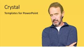  Presentation with negative - PPT theme consisting of face with crossed arms negative background and a  colored foreground