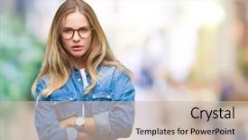  Presentation with negative - Audience pleasing presentation consisting of face with crossed arms negative backdrop and a soft green colored foreground