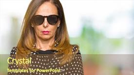  Presentation with army person pressing remote baton - Audience pleasing PPT theme consisting of face with crossed arms negative backdrop and a  colored foreground