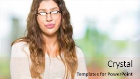  Presentation with glasses - Cool new slide deck with face with crossed arms negative backdrop and a  colored foreground