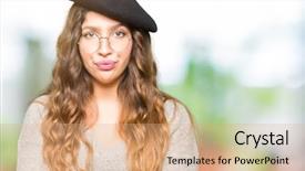  Presentation with army person pressing remote baton - Theme enhanced with face with crossed arms negative background and a  colored foreground