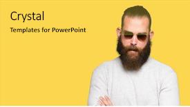  Presentation with 3 d man person - Slide deck featuring face with crossed arms negative background and a  colored foreground