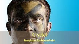  Presentation with face search at large scale - Theme with face with jungle camouflage paint background and a tawny brown colored foreground