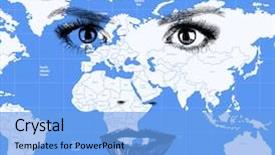  Presentation with human face - Beautiful PPT layouts featuring face with map of world backdrop and a  colored foreground