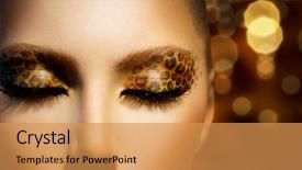  Presentation with leopard cat - Cool new slide deck with face with perfect skin animal backdrop and a yellow colored foreground