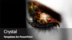  Presentation with girl model - Presentation theme consisting of face with perfect skin animal background and a dark gray colored foreground