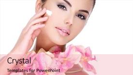  Presentation with face cream flower - Beautiful presentation theme featuring face with pink flower backdrop and a lemonade colored foreground