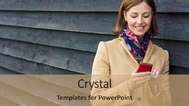  Presentation with social media - Beautiful slide deck featuring facebook - attractive successful and happy middle backdrop and a coral colored foreground