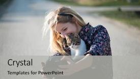  Presentation with facebook - Presentation design consisting of facebook - cute blonde woman taking self background and a light gray colored foreground