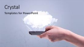  Presentation with sales - Amazing slide deck having facebook - male hand holding a mobile backdrop and a light blue colored foreground