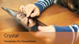  Presentation with tablet of stones - Audience pleasing presentation consisting of facebook - woman using tablet pc backdrop and a gold colored foreground
