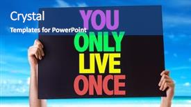  Presentation with once uopn a time animated - PPT theme consisting of facebook - you only live once card background and a teal colored foreground