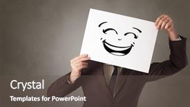  Presentation with faceless - Audience pleasing slide set consisting of faceless - casual person holding a paper backdrop and a dark gray colored foreground