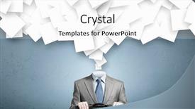  Presentation with faceless - Slide deck consisting of faceless businessman and many papers instead of his head background and a white colored foreground