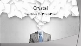  Presentation with faceless - Amazing PPT layouts having faceless businessman and many papers instead of his head backdrop and a white colored foreground
