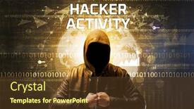  Presentation with faceless - Presentation theme with faceless-hacker-at-work-security background and a tawny brown colored foreground