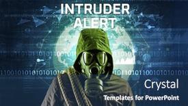  Presentation with faceless - Presentation theme enhanced with faceless-hacker-at-work-security background and a ocean colored foreground