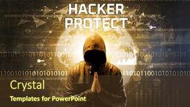  Presentation with faceless - Presentation having faceless-hacker-at-work-security background and a tawny brown colored foreground