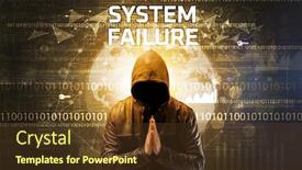  Presentation with system computer - Cool new presentation design with faceless-hacker-at-work backdrop and a tawny brown colored foreground