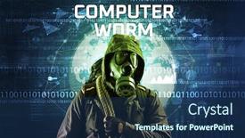  Presentation with computer hacker - Beautiful presentation featuring faceless-hacker-at-work backdrop and a ocean colored foreground