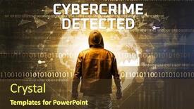  Presentation with computer security - Presentation theme consisting of faceless-hacker-at-work background and a tawny brown colored foreground