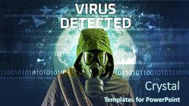  Presentation with computer virus - Audience pleasing presentation theme consisting of faceless-hacker-at-work backdrop and a ocean colored foreground