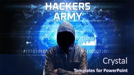  Presentation with computer security - Presentation having faceless-hacker-at-work background and a navy blue colored foreground