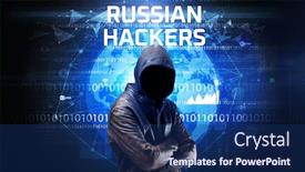 Presentation with computer security - PPT layouts consisting of faceless-hacker-at-work background and a navy blue colored foreground