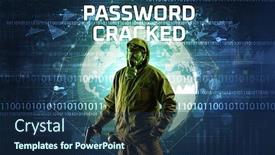  Presentation with password security - Cool new presentation design with faceless-hacker-at-work backdrop and a navy blue colored foreground