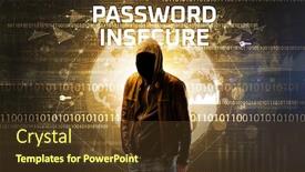  Presentation with password security - Beautiful PPT theme featuring faceless-hacker-at-work backdrop and a tawny brown colored foreground
