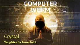  Presentation with computer hacker - Audience pleasing slide set consisting of faceless-hacker-at-work backdrop and a tawny brown colored foreground