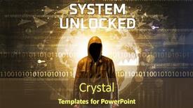  Presentation with system computer - Amazing slide set having faceless-hacker-at-work backdrop and a tawny brown colored foreground