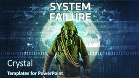  Presentation with system computer - Colorful PPT theme enhanced with faceless-hacker-at-work backdrop and a navy blue colored foreground