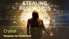  Presentation with computer security - Cool new slides with faceless-hacker-at-work backdrop and a tawny brown colored foreground